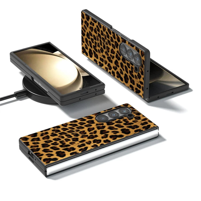 ABEEL For Samsung Galaxy Z Fold6 5G Case Leopard Pattern PU+PC Phone Cover - Gold - 3