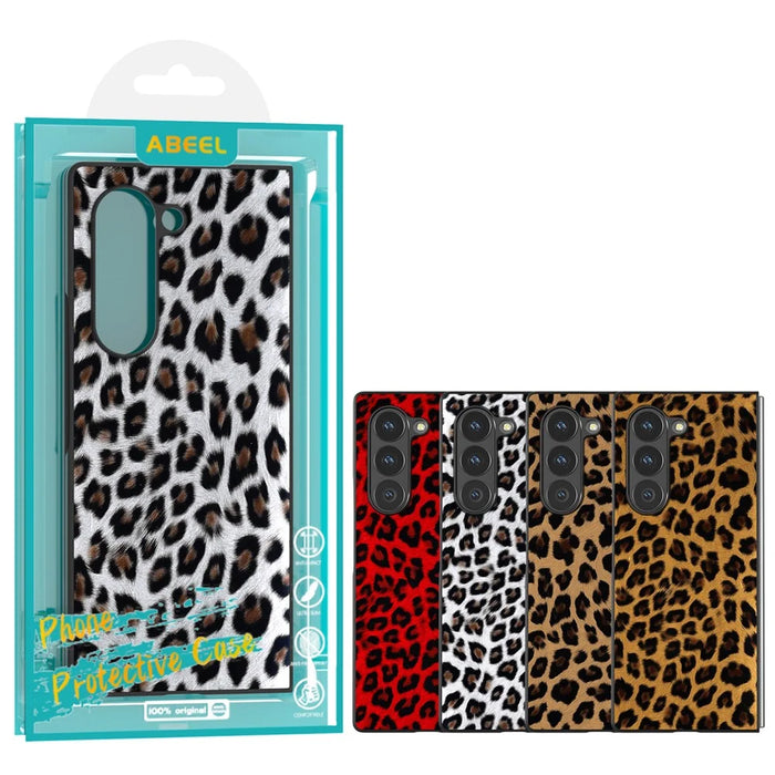 ABEEL For Samsung Galaxy Z Fold6 5G Case Leopard Pattern PU+PC Phone Cover - Gold - 6