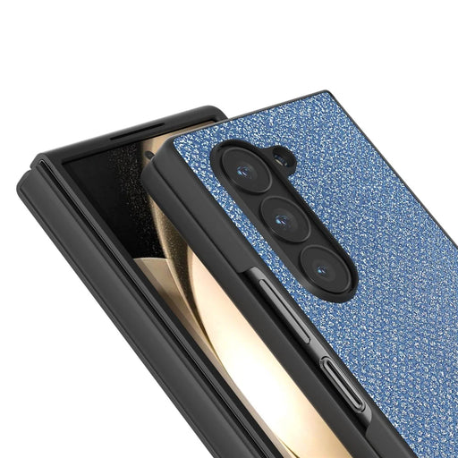 ABEEL For Samsung Galaxy Z Fold6 5G Case Rhinestone Texture PU+PC Phone Cover - Blue - 2