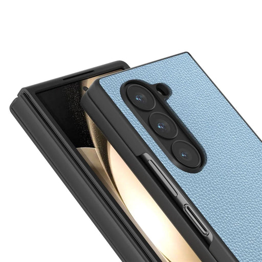 ABEEL For Samsung Galaxy Z Fold6 5G Case Litchi Texture Non-Slip Phone Cover - Baby Blue - 2