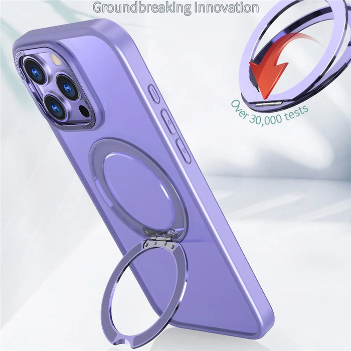 For iPhone 16 Pro Max Magnetic Case TPU+Acrylic Kickstand Phone Cover - Light Purple - 2