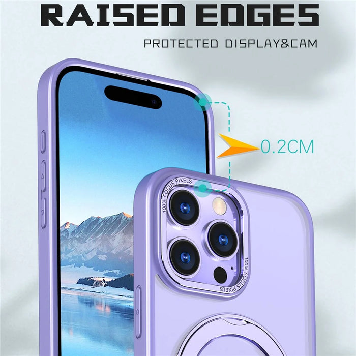 For iPhone 16 Pro Max Magnetic Case TPU+Acrylic Kickstand Phone Cover - Light Purple - 5