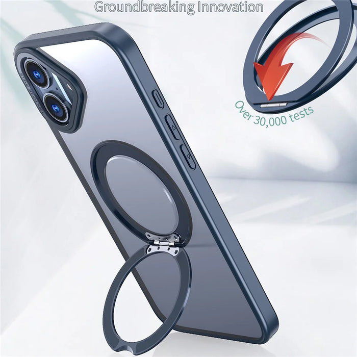 For iPhone 16 Plus Case Compatible with MagSafe TPU+Acrylic Kickstand Phone Cover - Navy Blue - 2