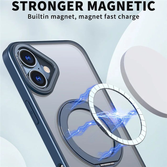 For iPhone 16 Plus Case Compatible with MagSafe TPU+Acrylic Kickstand Phone Cover - Navy Blue - 3