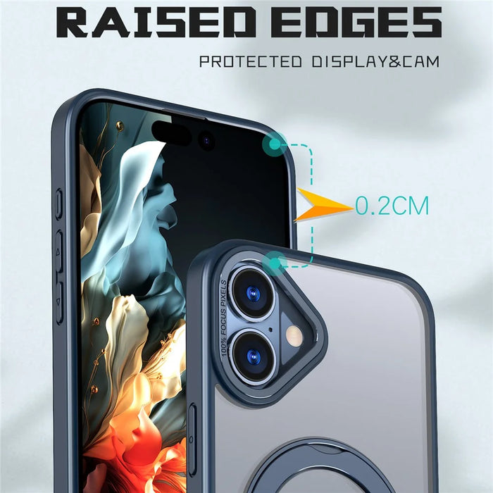 For iPhone 16 Plus Case Compatible with MagSafe TPU+Acrylic Kickstand Phone Cover - Navy Blue - 5