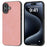 For iPhone 16 Plus Case PU Leather PC TPU 3 Layer Hybrid Phone Cover - Pink - 1
