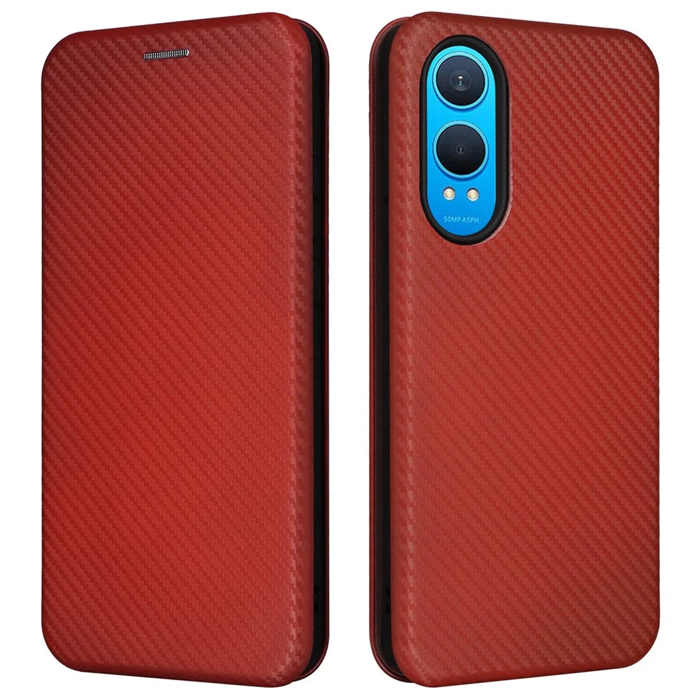For OnePlus Nord CE4 Lite 5G / Oppo K12x 5G (China) Case Card Holder PU Leather Phone Cover Magnetic Closure - Brown - 1