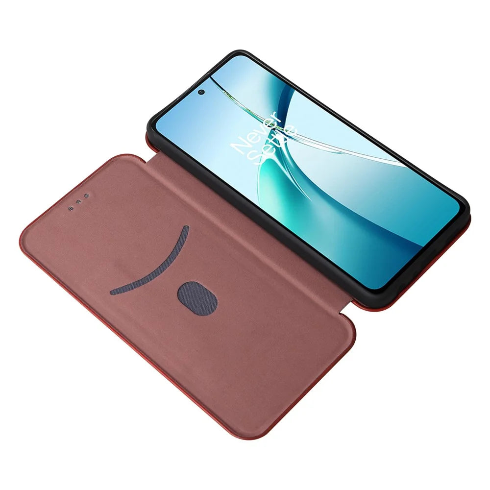 For OnePlus Nord CE4 Lite 5G / Oppo K12x 5G (China) Case Card Holder PU Leather Phone Cover Magnetic Closure - Brown - 2