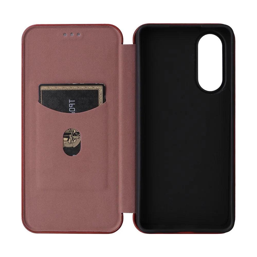For OnePlus Nord CE4 Lite 5G / Oppo K12x 5G (China) Case Card Holder PU Leather Phone Cover Magnetic Closure - Brown - 4