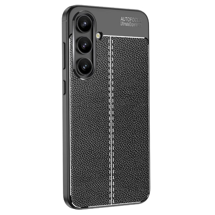 For Samsung Galaxy S24 FE Case Litchi Texture TPU Flexible Phone Cover - Black - 1