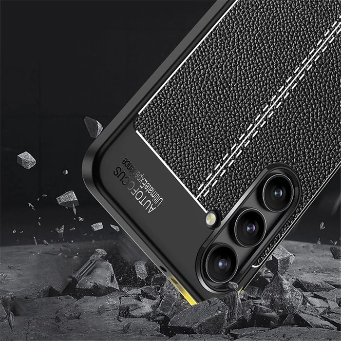 For Samsung Galaxy S24 FE Case Litchi Texture TPU Flexible Phone Cover - Black - 2