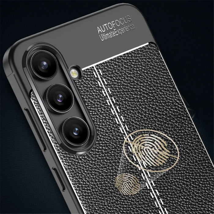 For Samsung Galaxy S24 FE Case Litchi Texture TPU Flexible Phone Cover - Black - 3