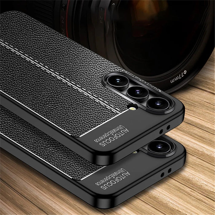 For Samsung Galaxy S24 FE Case Litchi Texture TPU Flexible Phone Cover - Black - 5
