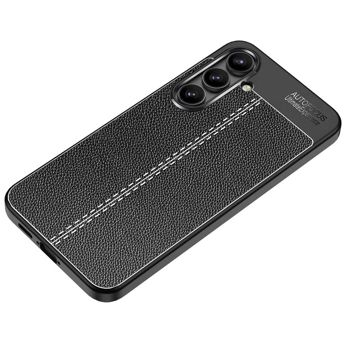 For Samsung Galaxy S24 FE Case Litchi Texture TPU Flexible Phone Cover - Black - 7