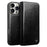 QIALINO For iPhone 16 Pro Case Genuine Cow Leather Phone Cover with Card Holder - Black - 1