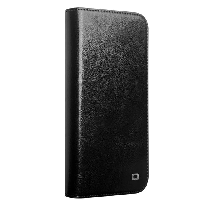 QIALINO For iPhone 16 Pro Case Genuine Cow Leather Phone Cover with Card Holder - Black - 4