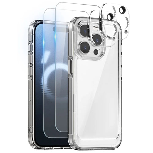 NORTHJO 5 in 1 For iPhone 16 Pro Max Case Clear PC+TPU Phone Cover with 2 Screen Film, 2 Lens Film - 1