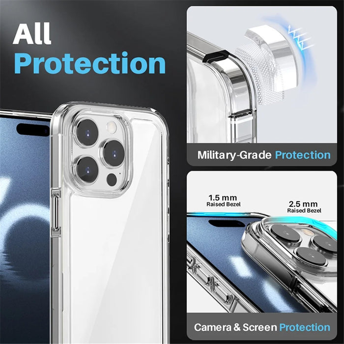 NORTHJO 5 in 1 For iPhone 16 Pro Case PC+TPU Phone Cover with 2 Screen Protector, 2 Lens Protector - 2