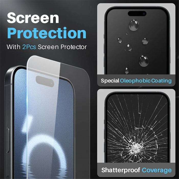 NORTHJO 5 in 1 For iPhone 16 Pro Case PC+TPU Phone Cover with 2 Screen Protector, 2 Lens Protector - 4