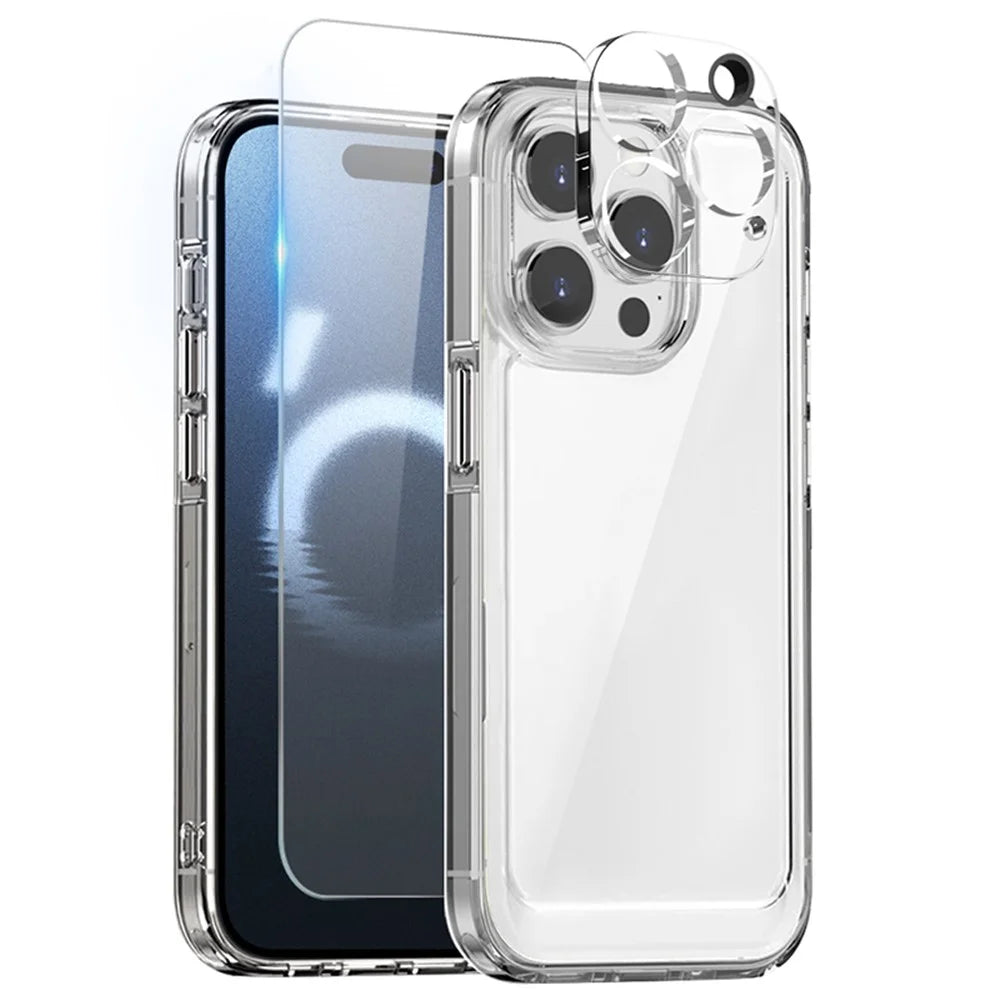 NORTHJO For iPhone 16 Pro Case PC+TPU Clear Phone Cover Set with Screen Protector, Camera Lens Protector - 1