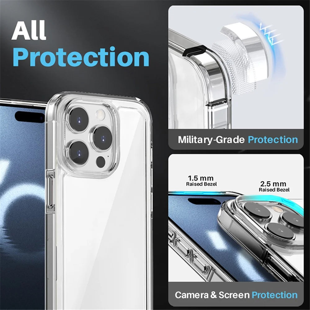 NORTHJO For iPhone 16 Pro Case PC+TPU Clear Phone Cover Set with Screen Protector, Camera Lens Protector - 2