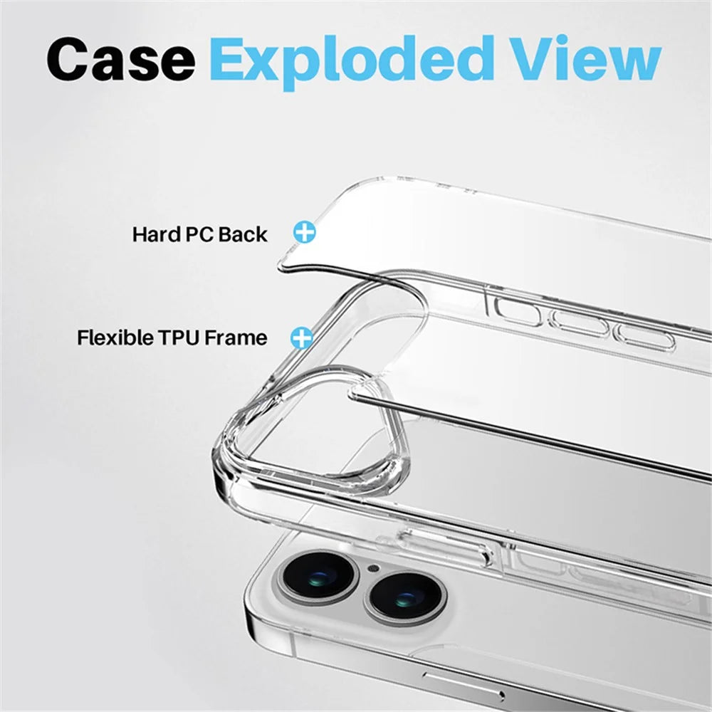 NORTHJO For iPhone 16 Plus Clear Case PC+TPU Phone Cover Set with Screen Protector, Camera Lens Film - 3