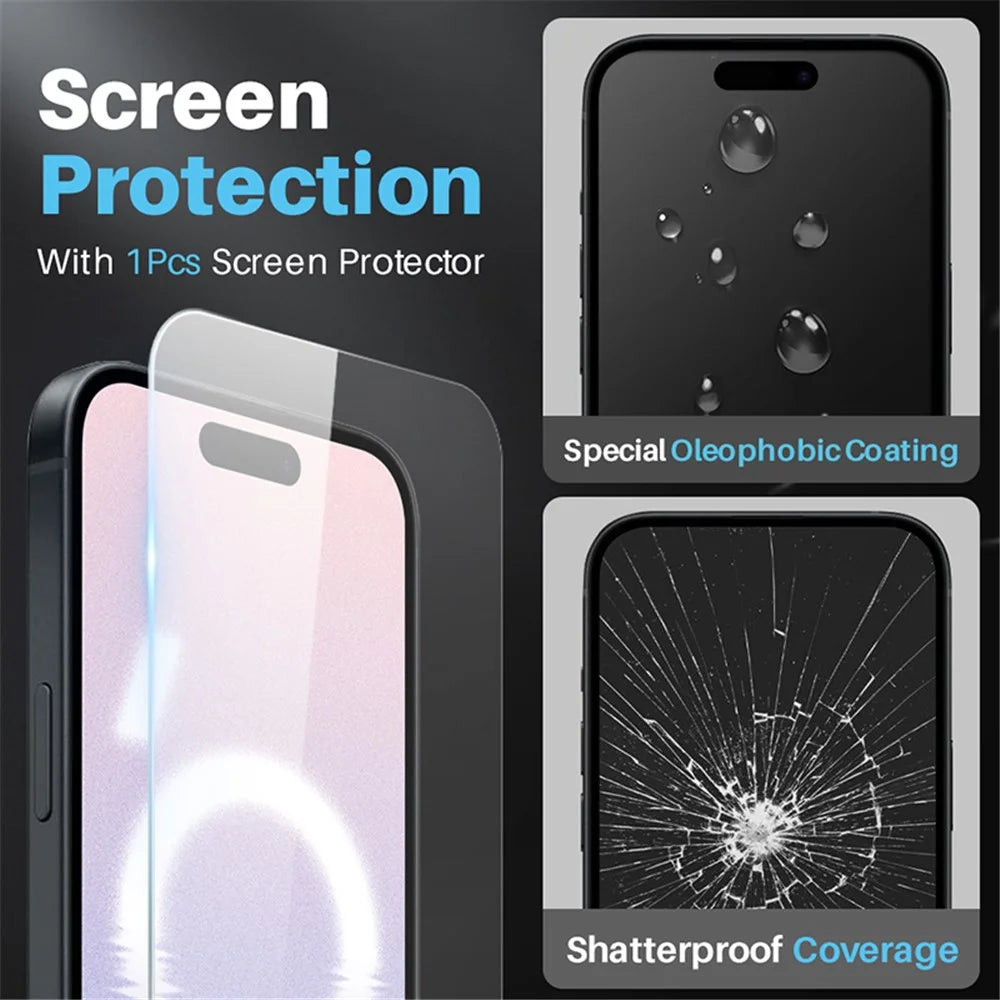 NORTHJO For iPhone 16 Plus Clear Case PC+TPU Phone Cover Set with Screen Protector, Camera Lens Film - 4