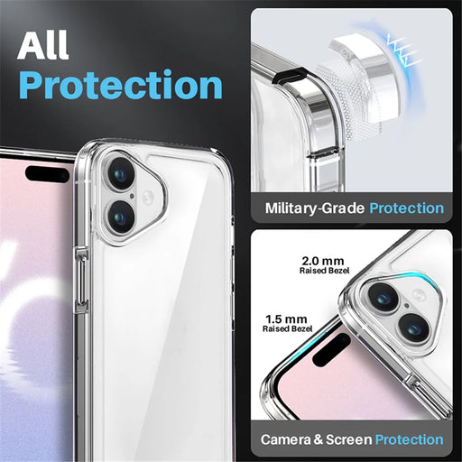 NORTHJO For iPhone 16 Case Transparent PC+TPU Phone Cover Set with Screen Film, Lens Film - 2