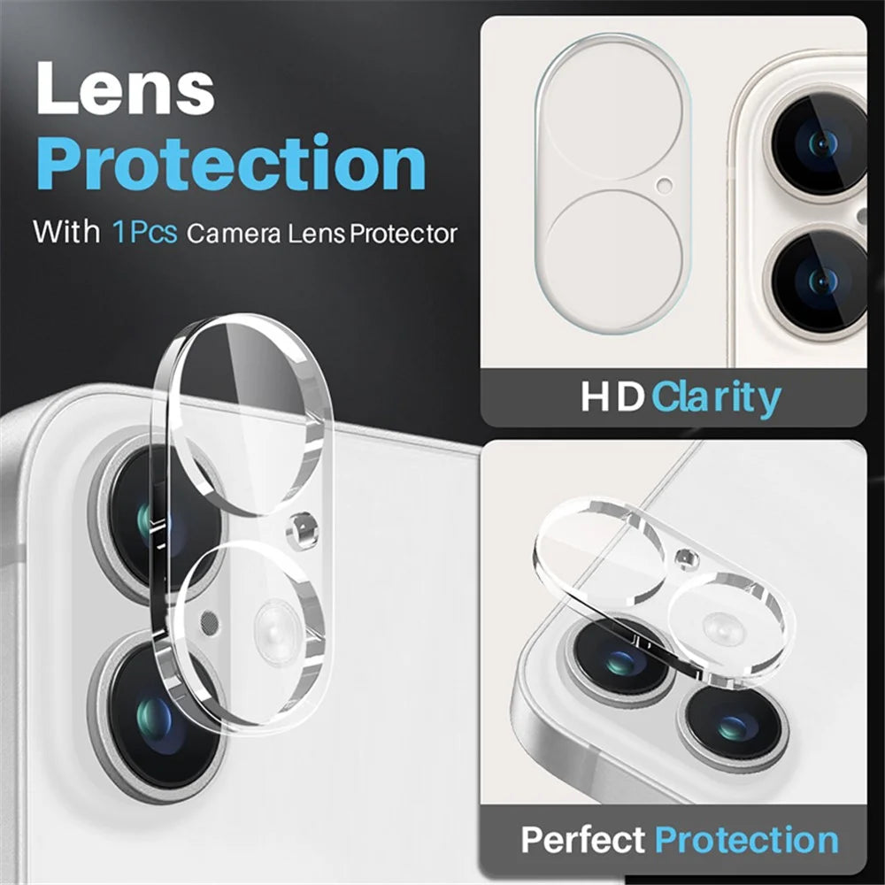 NORTHJO For iPhone 16 Case Transparent PC+TPU Phone Cover Set with Screen Film, Lens Film - 5