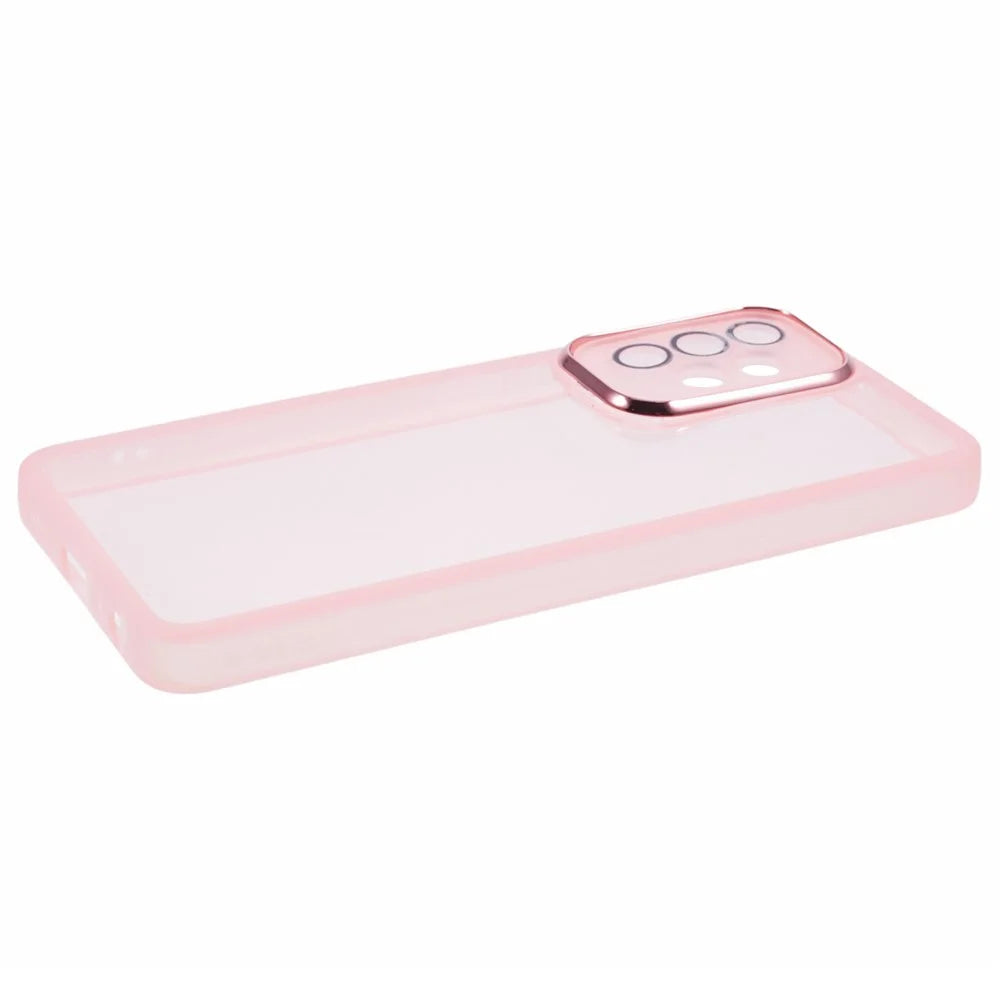 DKSM Series For Samsung Galaxy M32 5G  /  A32 5G Case Electroplated Camera Frame TPU Phone Cover - Transparent Pink - 4