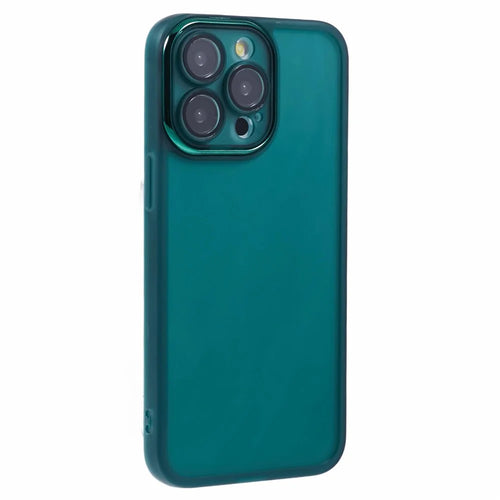 DKSM Series For iPhone 13 Pro Case Electroplated Camera Frame TPU Phone Cover - Transparent Army Green - 1