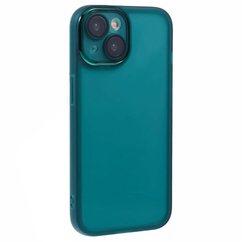 DKSM Series For iPhone 13 Case Electroplated Camera Frame TPU Phone Cover - Transparent Army Green - 1
