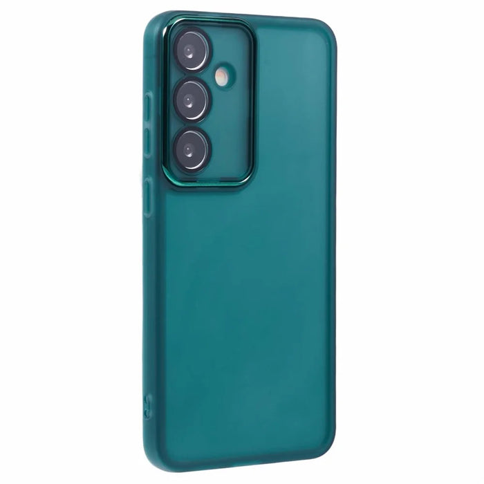 DKSM Series For Samsung Galaxy S23 FE Case Electroplated Camera Frame TPU Phone Cover - Transparent Army Green - 1