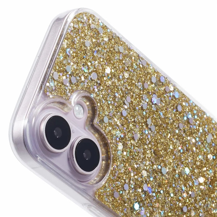 For iPhone 16 Plus Case Protective Soft TPU Phone Cover with Glittery Surface - Gold - 6