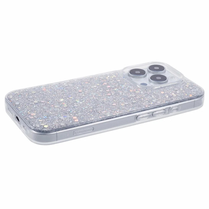 For iPhone 16 Pro Max Case Glittery Design Anti-Drop Soft TPU Phone Cover - Silver - 5