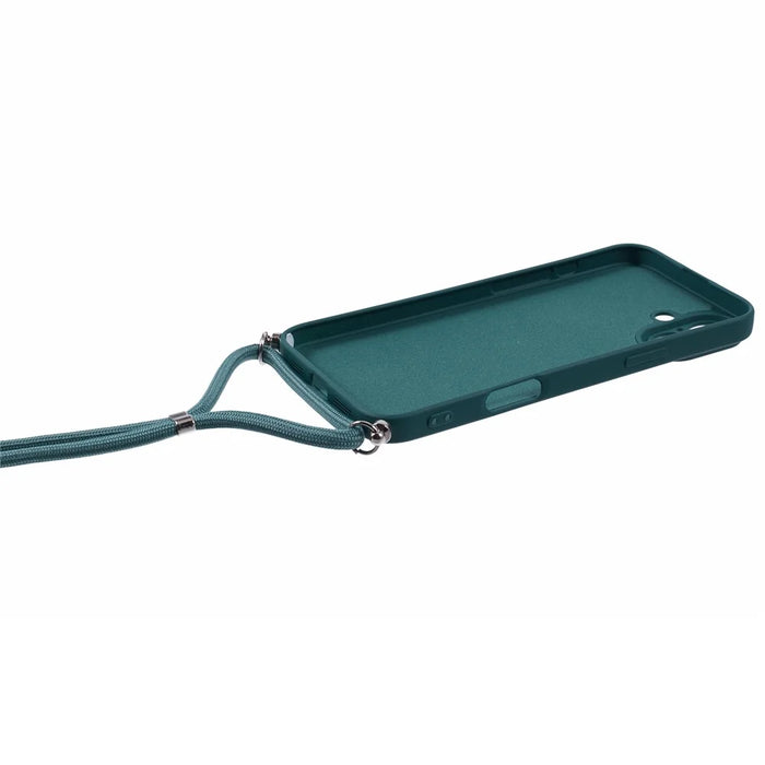 For iPhone 16 Plus Crossbody Case TPU Protective Phone Cover with Soft Fiber Lining - Army Green - 3