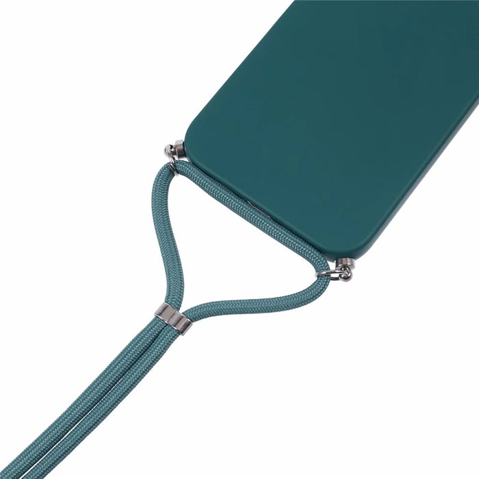 For iPhone 16 Plus Crossbody Case TPU Protective Phone Cover with Soft Fiber Lining - Army Green - 5
