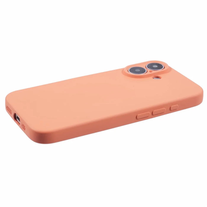For iPhone 16 Plus Case Soft Fiber Lining TPU Phone Cover Camera Lens Protection - Orange - 5