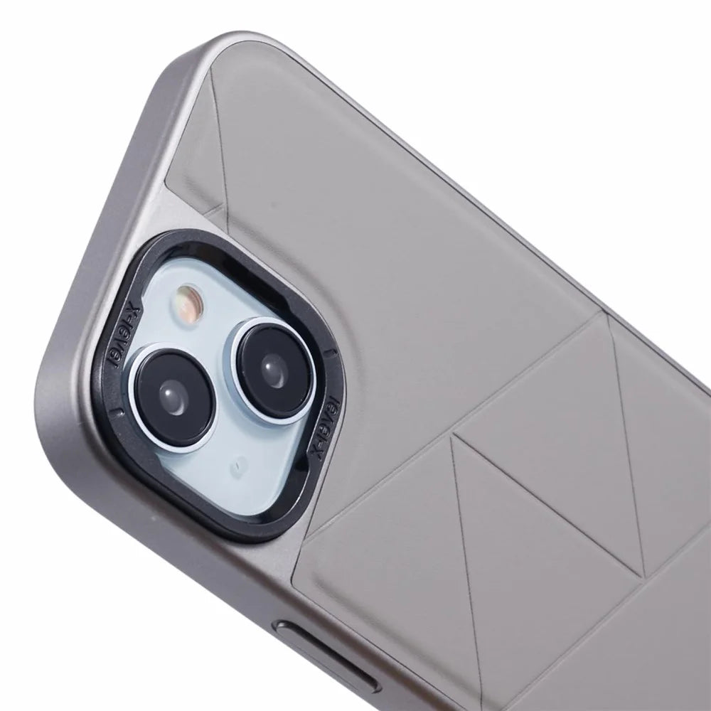 X-LEVEL For iPhone 14 / 13 Case Leather+PC+TPU Protective Phone Cover Geometric Pattern Lines - Titanium Grey - 6