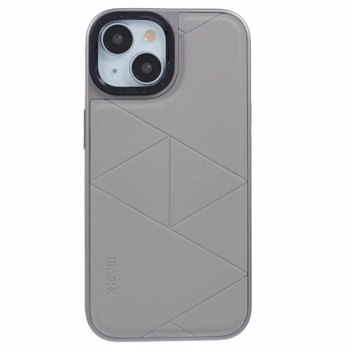 X-LEVEL For iPhone 15 Case Shockproof Geometric PU Leather Back Cover - Titanium Grey - 3