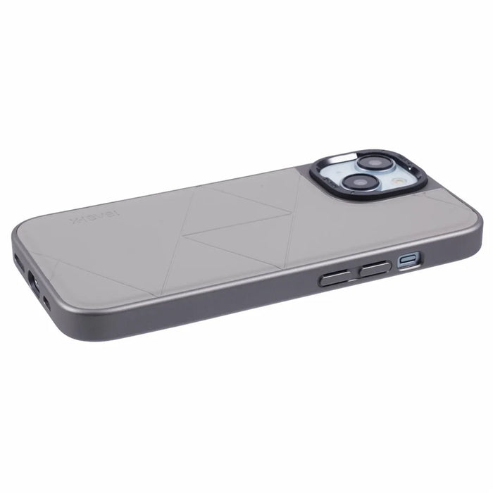 X-LEVEL For iPhone 15 Case Shockproof Geometric PU Leather Back Cover - Titanium Grey - 5