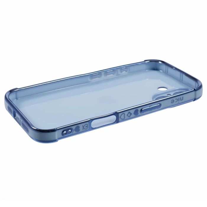 For iPhone 16 Plus Case TPU Phone Cover Cute Side Love Heart Electroplating Edge - Blue - 4