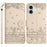 For iPhone 16 Case with Wrist Strap Leather Phone Cover Wall Cats Pattern - Apricot - 1