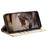 For iPhone 16 Case with Wrist Strap Leather Phone Cover Wall Cats Pattern - Apricot - 3