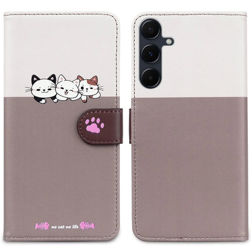 Cartoon Pet Series for Samsung Galaxy A35 5G Case Wallet Splicing Leather Cover - Bean Pink - 1