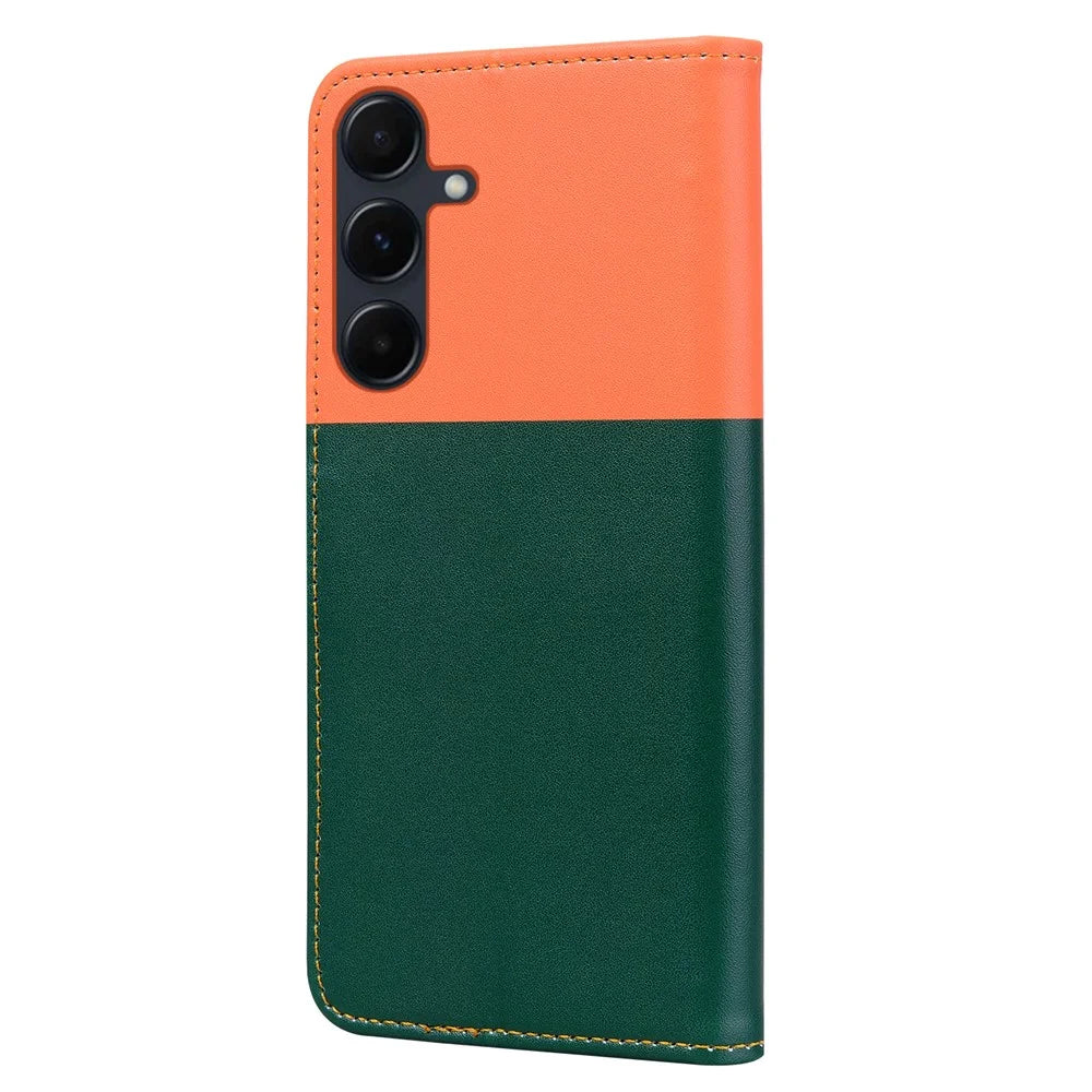 Cartoon Pet Series for Samsung Galaxy A55 5G Wallet Case Splicing Leather Phone Cover - Blackish Green - 7