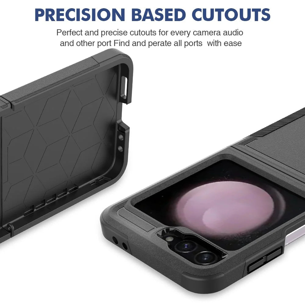 For Samsung Galaxy Z Flip7 FE 5G / Z Flip6 5G / Z Flip5 5G Phone Case 2-in-1 PC+TPU Shockproof Cover - Black - 4