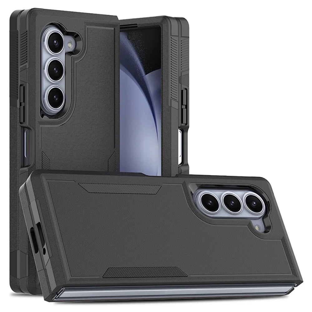 For Samsung Galaxy Z Fold6 5G Case Protective 2-in-1 PC+TPU Phone Cover - Black - 1