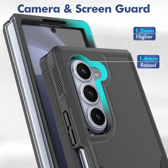 For Samsung Galaxy Z Fold6 5G Case Protective 2-in-1 PC+TPU Phone Cover - Black - 2