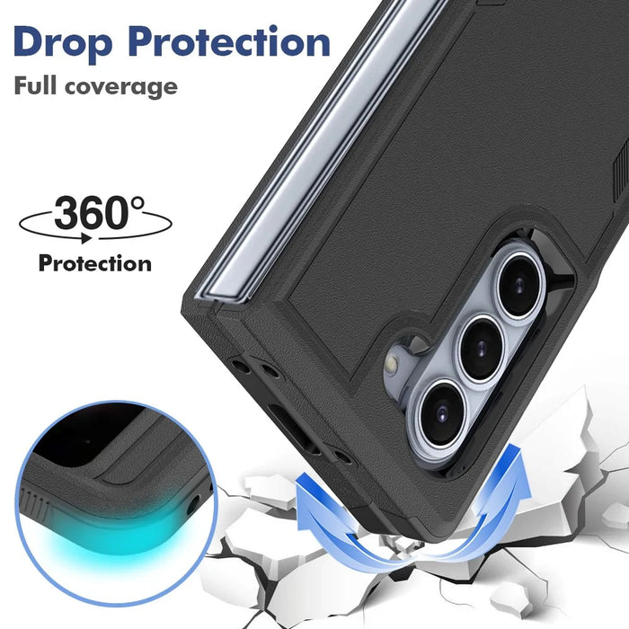 For Samsung Galaxy Z Fold6 5G Case Protective 2-in-1 PC+TPU Phone Cover - Black - 5
